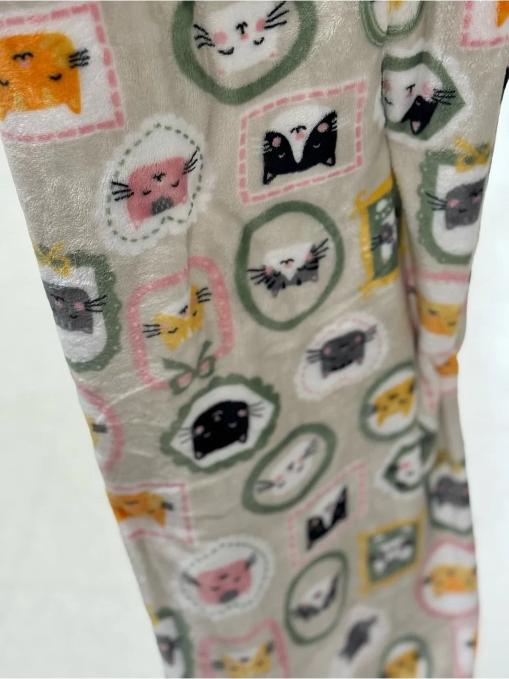 Plush Cat Portrait Pet Blanket - Cream with Pastel Accents